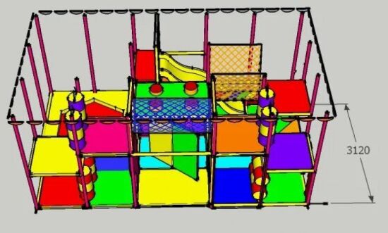 Дитячий лабіринт "Спрот 2" 5,9х3,16х3м з батутом — фото 2
