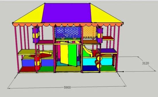 Дитячий лабіринт "Спрот 2" 5,9х3,16х3м з батутом — фото 3
