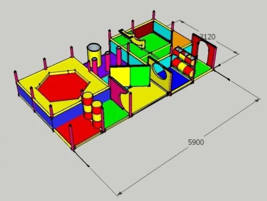 Дитячий лабіринт "Спрот 2" 5,9х3,16х3м з батутом — фото 5