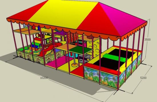 Ігровий лабіринт "Чудо Максі" з 2-ма батутами 10,2 x 5,4 x 5 м — фото 2